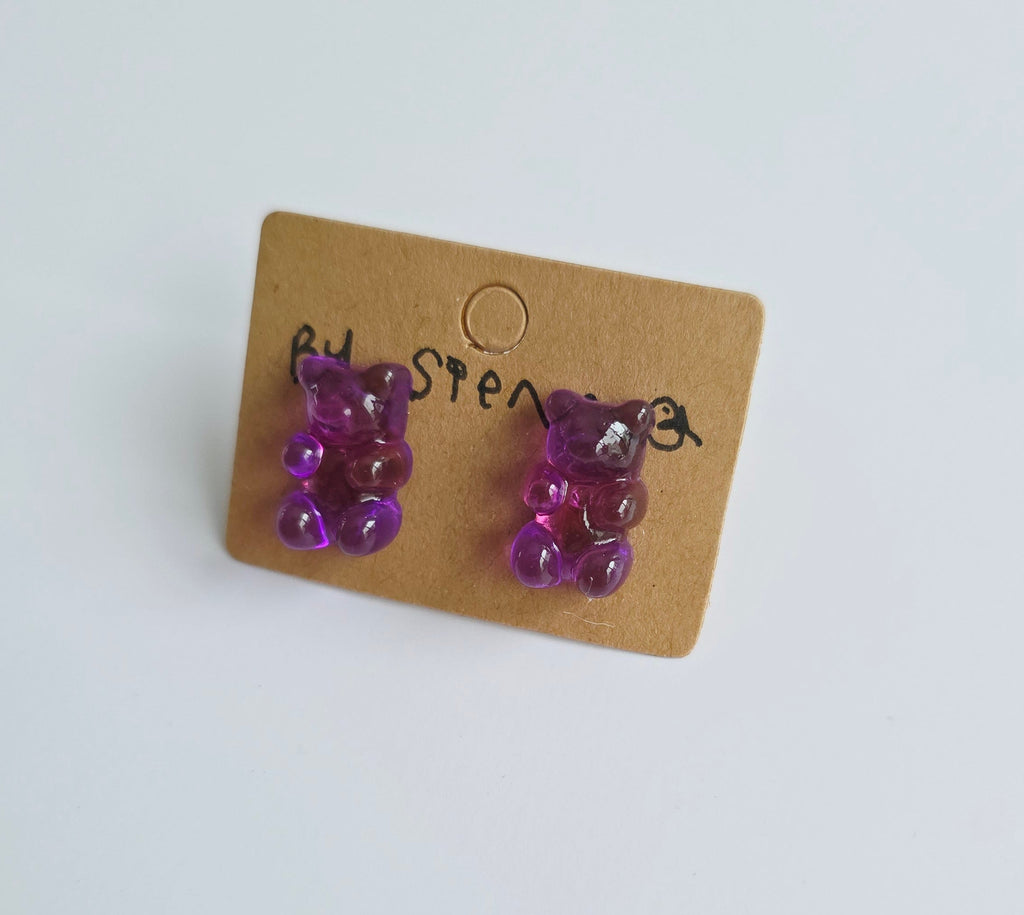 Purple Gummy Bear Earrings